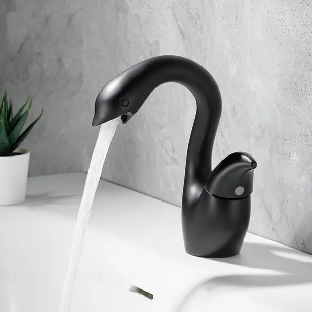 Swan Shaped Faucet Basin Mixer Tap Basin Faucet Single Handles Faucet Single Hole Bathroom Basin Faucet Mixer Tap Water Tap for Bathroom Kitchen