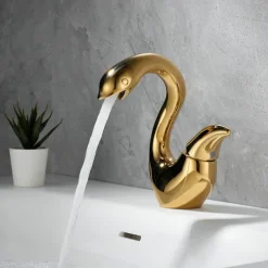 Swan Shaped Faucet Basin Mixer Tap Basin Faucet Single Handles Faucet Single Hole Bathroom Basin Faucet Mixer Tap Water Tap for Bathroom Kitchen