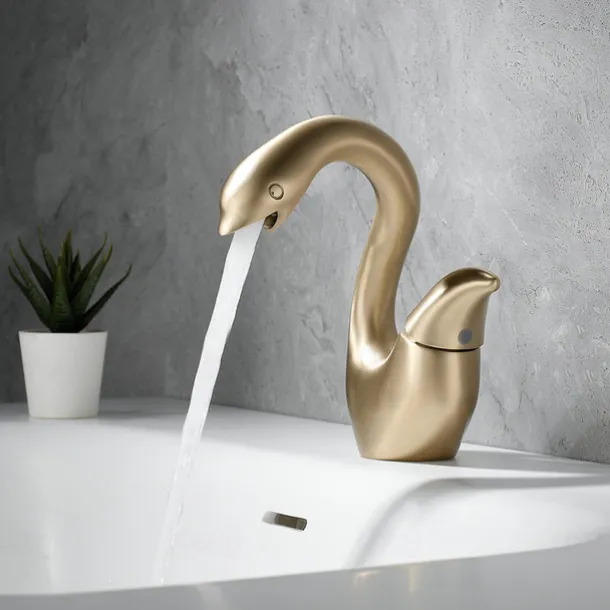 Swan Shaped Faucet Basin Mixer Tap Basin Faucet Single Handles Faucet Single Hole Bathroom Basin Faucet Mixer Tap Water Tap for Bathroom Kitchen