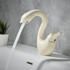 Swan Shaped Faucet Basin Mixer Tap Basin Faucet Single Handles Faucet Single Hole Bathroom Basin Faucet Mixer Tap Water Tap for Bathroom Kitchen