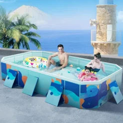 Swimming Pool for Large Dogs Foldable Ground Kids Puppy Outdoor Bathing Tubs for Camping Backyard Garden 160*120cm