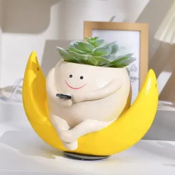 Swing Face Planter Pot Hanging Resin Flower Head Planters for Indoor and Outdoor Plants, Succulent Pots for String of Pearls Plant - Ideal Gifts