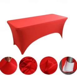 Table Cloth for Rectangular Tablecloth Black Stretch Fitted Table Cover Spandex Tablecloths Table Protector for Event, Cocktail, Wedding, Banquet or Parties