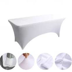 Table Cloth for Rectangular Tablecloth Black Stretch Fitted Table Cover Spandex Tablecloths Table Protector for Event, Cocktail, Wedding, Banquet or Parties