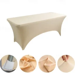 Table Cloth for Rectangular Tablecloth Black Stretch Fitted Table Cover Spandex Tablecloths Table Protector for Event, Cocktail, Wedding, Banquet or Parties