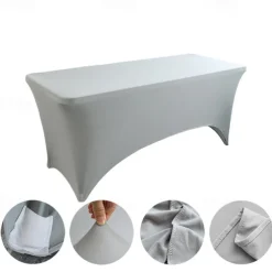 Table Cloth for Rectangular Tablecloth Black Stretch Fitted Table Cover Spandex Tablecloths Table Protector for Event, Cocktail, Wedding, Banquet or Parties