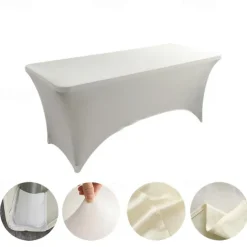 Table Cloth for Rectangular Tablecloth Black Stretch Fitted Table Cover Spandex Tablecloths Table Protector for Event, Cocktail, Wedding, Banquet or Parties