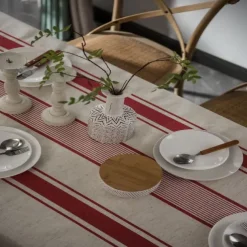 Tablecloth Linens Cotton Table Cloth Dustproof Striped Table Kitchen Garden Outcoor Restrant Rectangule