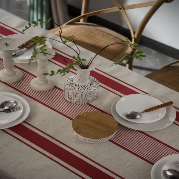 Tablecloth Linens Cotton Table Cloth Dustproof Striped Table Kitchen Garden Outcoor Restrant Rectangule
