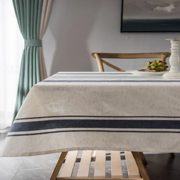 Tablecloth Linens Cotton Table Cloth Dustproof Striped Table Kitchen Garden Outcoor Restrant Rectangule