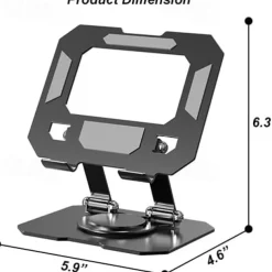 Tablet Stand Holder for Desk with 360 Rotating Base Aluminum Dual Rod Support Adjustable Compatible for Pad Pro 13 12 11 Air Mini 5 4 3 Phone E-Reader