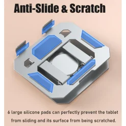 Tablet Stand Holder for Desk with 360 Rotating Base Aluminum Dual Rod Support Adjustable Compatible for Pad Pro 13 12 11 Air Mini 5 4 3 Phone E-Reader