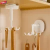 TAILI 360 Rotating Self-Adhesive Utensil Hook, Multi-Purpose Hanging Utensil Holder Vertical Flip Hooks, Rotating Folding Self Adhesive Hook for Home