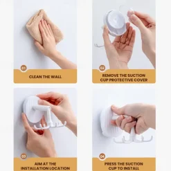 TAILI 360 Rotating Self-Adhesive Utensil Hook, Multi-Purpose Hanging Utensil Holder Vertical Flip Hooks, Rotating Folding Self Adhesive Hook for Home