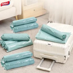 TAILI 12 Travel Compression Bags, Roll Up Space Saver Bags, Hand Roll Packing Storage Bags for Baggage, Suitcase and Cruises, No Pump or Vacuum Needed, Travel Essentials