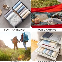 TAILI 12 Travel Compression Bags, Roll Up Space Saver Bags, Hand Roll Packing Storage Bags for Baggage, Suitcase and Cruises, No Pump or Vacuum Needed, Travel Essentials