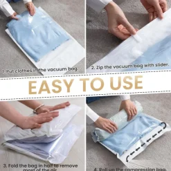 TAILI 12 Travel Compression Bags, Roll Up Space Saver Bags, Hand Roll Packing Storage Bags for Baggage, Suitcase and Cruises, No Pump or Vacuum Needed, Travel Essentials