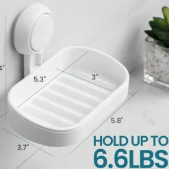 TAILI Double Layer Soap Dish Suction Cup Soap Holder, Strong Sponge Holder for Shower, Bathroom, Tub and Kitchen Sink, Drill-Free, Removable