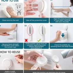 TAILI Double Layer Soap Dish Suction Cup Soap Holder, Strong Sponge Holder for Shower, Bathroom, Tub and Kitchen Sink, Drill-Free, Removable