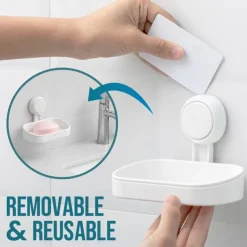 TAILI Double Layer Soap Dish Suction Cup Soap Holder, Strong Sponge Holder for Shower, Bathroom, Tub and Kitchen Sink, Drill-Free, Removable