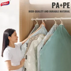 TAILI Hanging Vacuum Storage Sealer Bags Space Saver Bag for Clothing, Suits and Jackets, Closet Organizers, Travel, Manual or electric (without air pump)