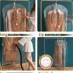 TAILI Hanging Vacuum Storage Sealer Bags Space Saver Bag for Clothing, Suits and Jackets, Closet Organizers, Travel, Manual or electric (without air pump)