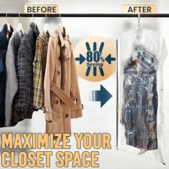 TAILI Hanging Vacuum Storage Sealer Bags Space Saver Bag for Clothing, Suits and Jackets, Closet Organizers, Travel, Manual or electric (without air pump)