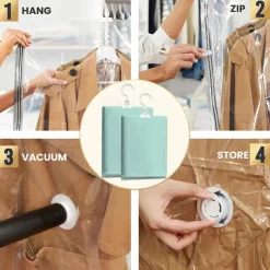 TAILI Hanging Vacuum Storage Sealer Bags Space Saver Bag for Clothing, Suits and Jackets, Closet Organizers, Travel, Manual or electric (without air pump)
