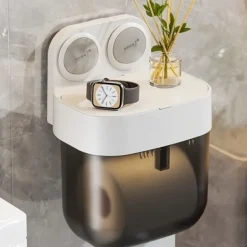 TAILI No Drilling Suction Toilet Paper Holder, Easy Eo Install Tissue Roll Holder, Holds Strong and Steady, Wall Mount Tissue Holder with Shelf, for Bathroom Pantry and RV Kitchen