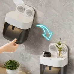 TAILI No Drilling Suction Toilet Paper Holder, Easy Eo Install Tissue Roll Holder, Holds Strong and Steady, Wall Mount Tissue Holder with Shelf, for Bathroom Pantry and RV Kitchen