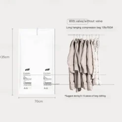 TAILI 1pcs Hanging Vacuum Storage Sealer Bags Space Saver Bag for Clothing, Suits and Jackets, Closet Organizers, Travel