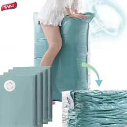 TAILI Vacuum Storage Bags, Jumbo Cube, Extra Large Vacuum Seal Bags for Clothing, Comforters, Blankets, Bedding, Sweater, Closet Organizers, Space Saving, Manual or electric (without air pump)