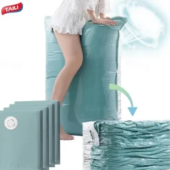 TAILI Vacuum Storage Bags, Jumbo Cube, Extra Large Vacuum Seal Bags for Clothing, Comforters, Blankets, Bedding, Sweater, Closet Organizers, Space Saving, Manual or electric (without air pump)