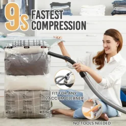 TAILI Vacuum Storage Bags, Jumbo Cube, Extra Large Vacuum Seal Bags for Clothing, Comforters, Blankets, Bedding, Sweater, Closet Organizers, Space Saving, Manual or electric (without air pump)