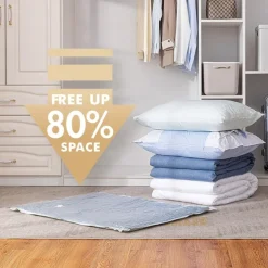 TAILI Vacuum Storage Bags, Vacuum Seal Bags for Clothing, Large Space Saver for Clothes, Pillows, Bedding, Sweater, Closet Organization, Manual or electric (without air pump)