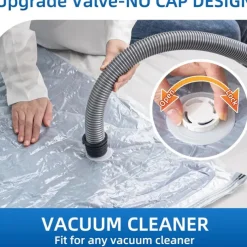 TAILI Vacuum Storage Bags, Vacuum Seal Bags for Clothing, Large Space Saver for Clothes, Pillows, Bedding, Sweater, Closet Organization, Manual or electric (without air pump)