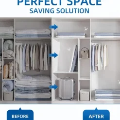 TAILI Vacuum Storage Bags, Vacuum Seal Bags for Clothing, Large Space Saver for Clothes, Pillows, Bedding, Sweater, Closet Organization, Manual or electric (without air pump)