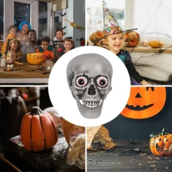 Talking Skull Heads Halloween - Light up Red Eye Skull Halloween Themed Lighted Skeleton Decor, Festive Red Eyes Halloween Decorations for Party