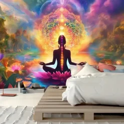 Tapestry Blanket Wall Hangings Seven Chakra Yoga Meditation Ethnic Colorful Bedroom Living Room Dorm Decorations Wall Door Background