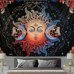 Tapestry Blanket Wall Hangings Moon Sun Vintage Mystic Bedroom Living Room Dorm Decorations Wall Door Background