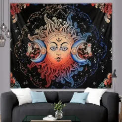 Tapestry Blanket Wall Hangings Moon Sun Vintage Mystic Bedroom Living Room Dorm Decorations Wall Door Background