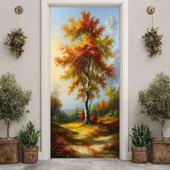 Tapestry Door Cover Outdoor Banners Forest 3D Aesthetic Bedroom Living Room Front Door Decorations Wall Door Background