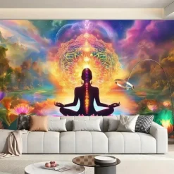 Tapestry Wall Hangings Seven Chakra Yoga Meditation Mystic Bedroom Living Room Dorm Decorations Wall Door Background