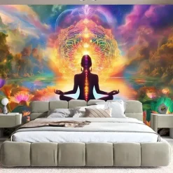 Tapestry Wall Hangings Seven Chakra Yoga Meditation Mystic Bedroom Living Room Dorm Decorations Wall Door Background