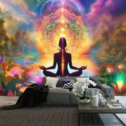 Tapestry Wall Hangings Seven Chakra Yoga Meditation Mystic Bedroom Living Room Dorm Decorations Wall Door Background