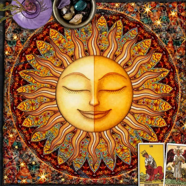 Tarot Tablecloth for Game, Altar Cloth, Witchcraft Astrology Decor Oracle Card Pad Tarot Mat Witcher Decor, Party Favors, Party Gift Decor, Party Supplies Magic Art Divination