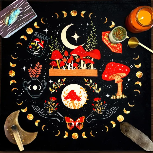 Tarot Tablecloth for Game, Altar Cloth, Witchcraft Astrology Decor Oracle Card Pad Tarot Mat Witcher Decor, Party Favors, Party Gift Decor, Party Supplies Magic Art Divination