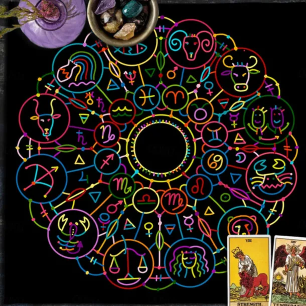 Tarot Tablecloth for Game, Altar Cloth, Witchcraft Astrology Decor Oracle Card Pad Tarot Mat Witcher Decor, Party Favors, Party Gift Decor, Party Supplies Magic Art Divination