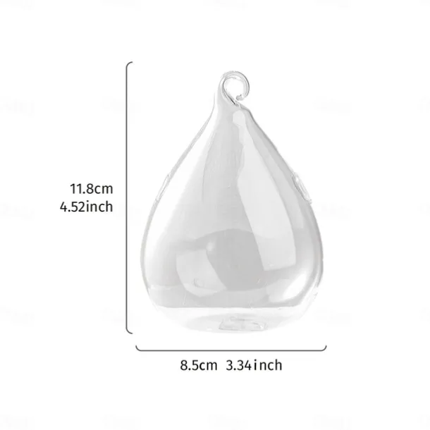 Teardrop Hanging Glass Vase – Transparent Hydroponic Planter for Indoor Greenery, Succulents & Pothos, Decorative Glass Terrarium for Garden, Balcony, Porch & Home Decor