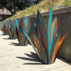 Tequila Rustic Sculpture, DIY Metal Agave Plant,Rustic Hand Painted Metal Agave,Garden Yard Art Decoration Statue Home Decor for Yard Stakes,Garden Figurines,Outdoor Patio